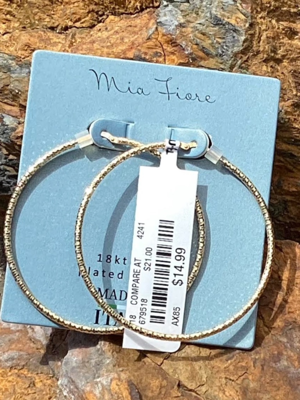 Mia Fiore 18K/Bronze Hoop Earrings, NWT